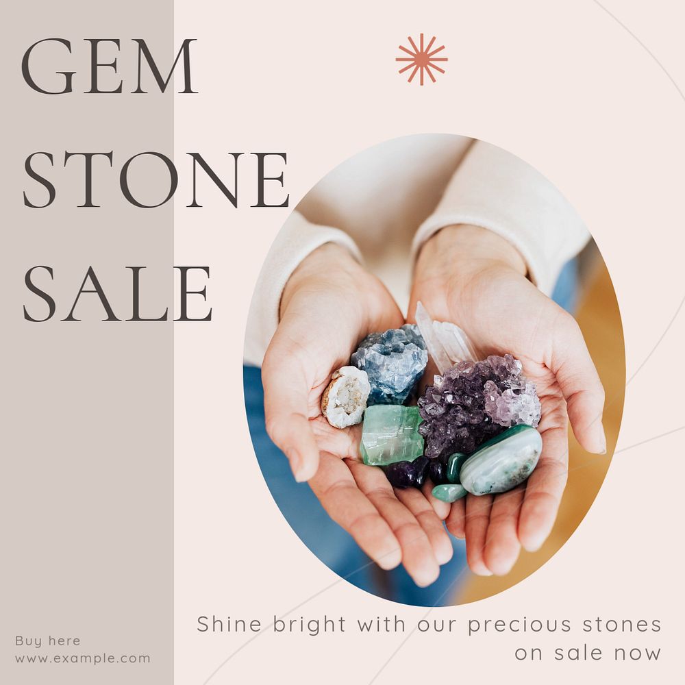 Gem stone Instagram post template, editable text