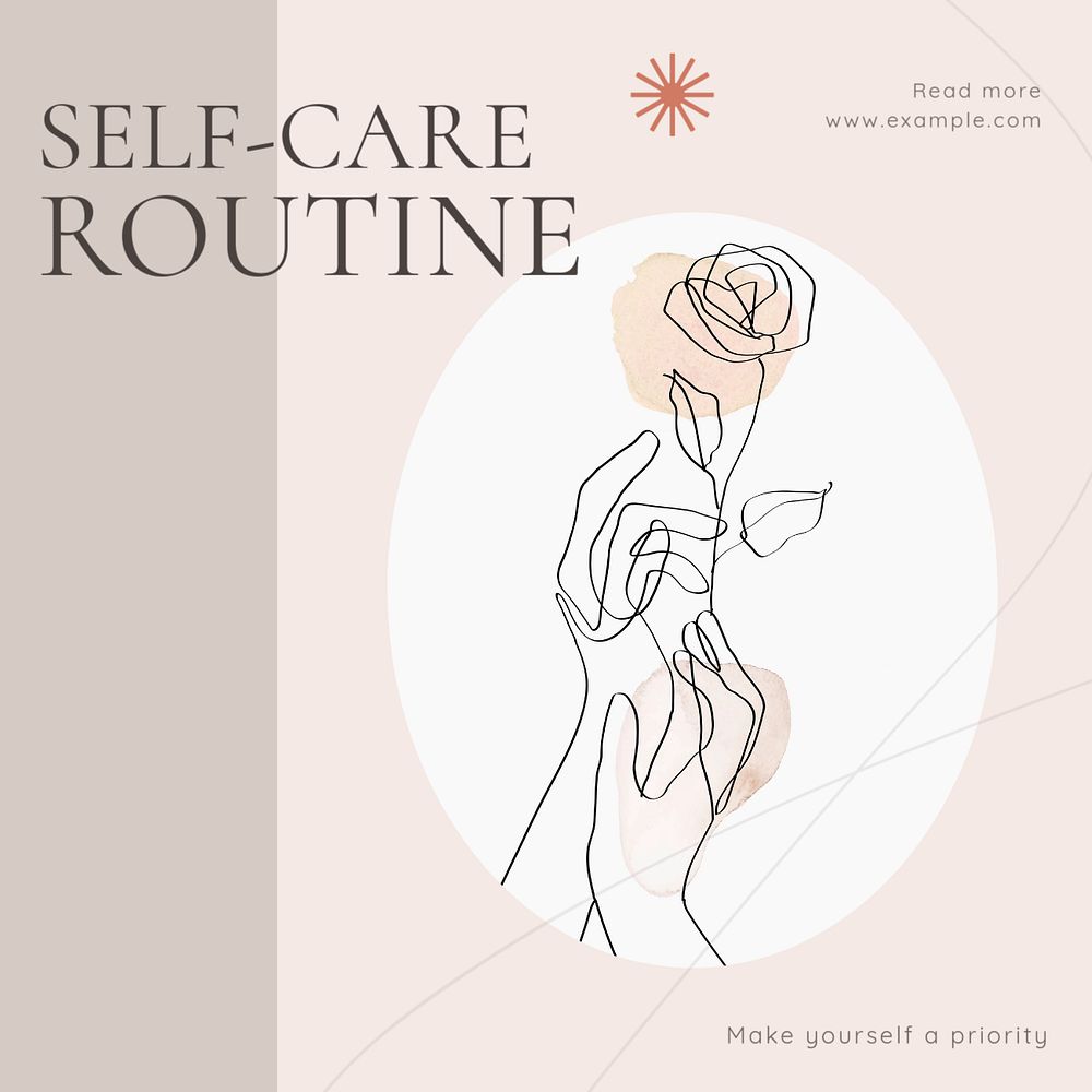 Self-care routine Instagram post template, editable text