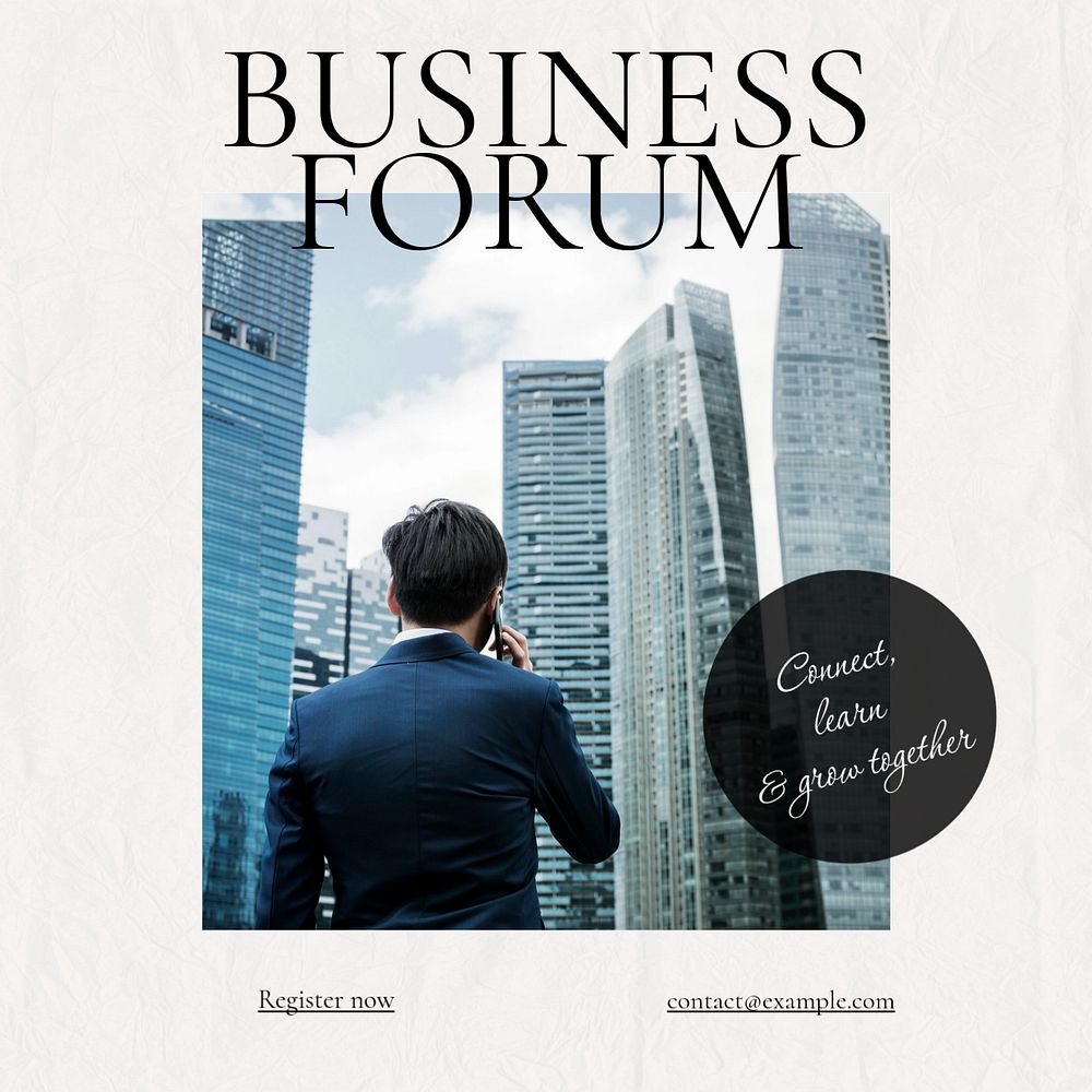 Business forum Instagram post template, editable design