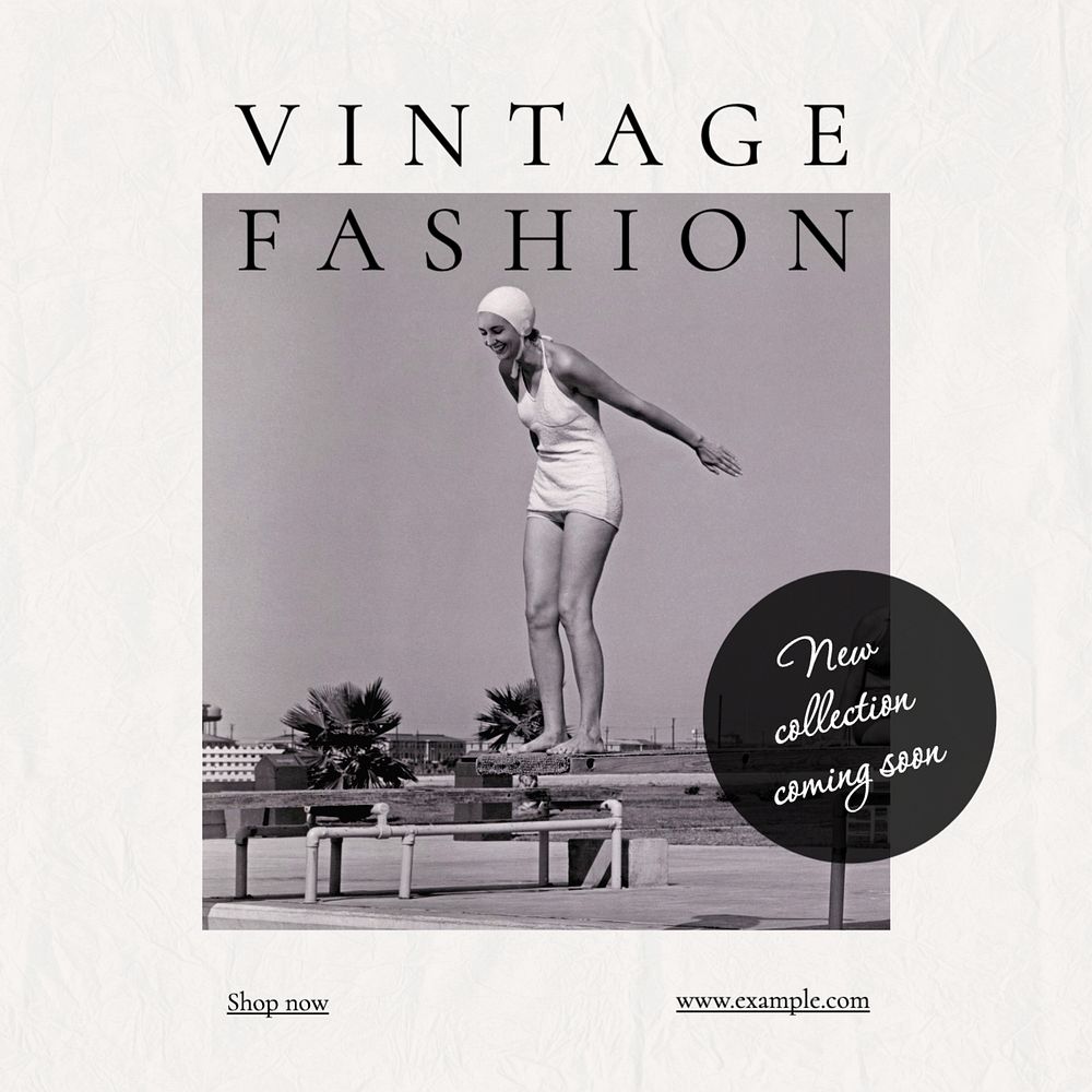 Vintage fashion Instagram post template, editable text