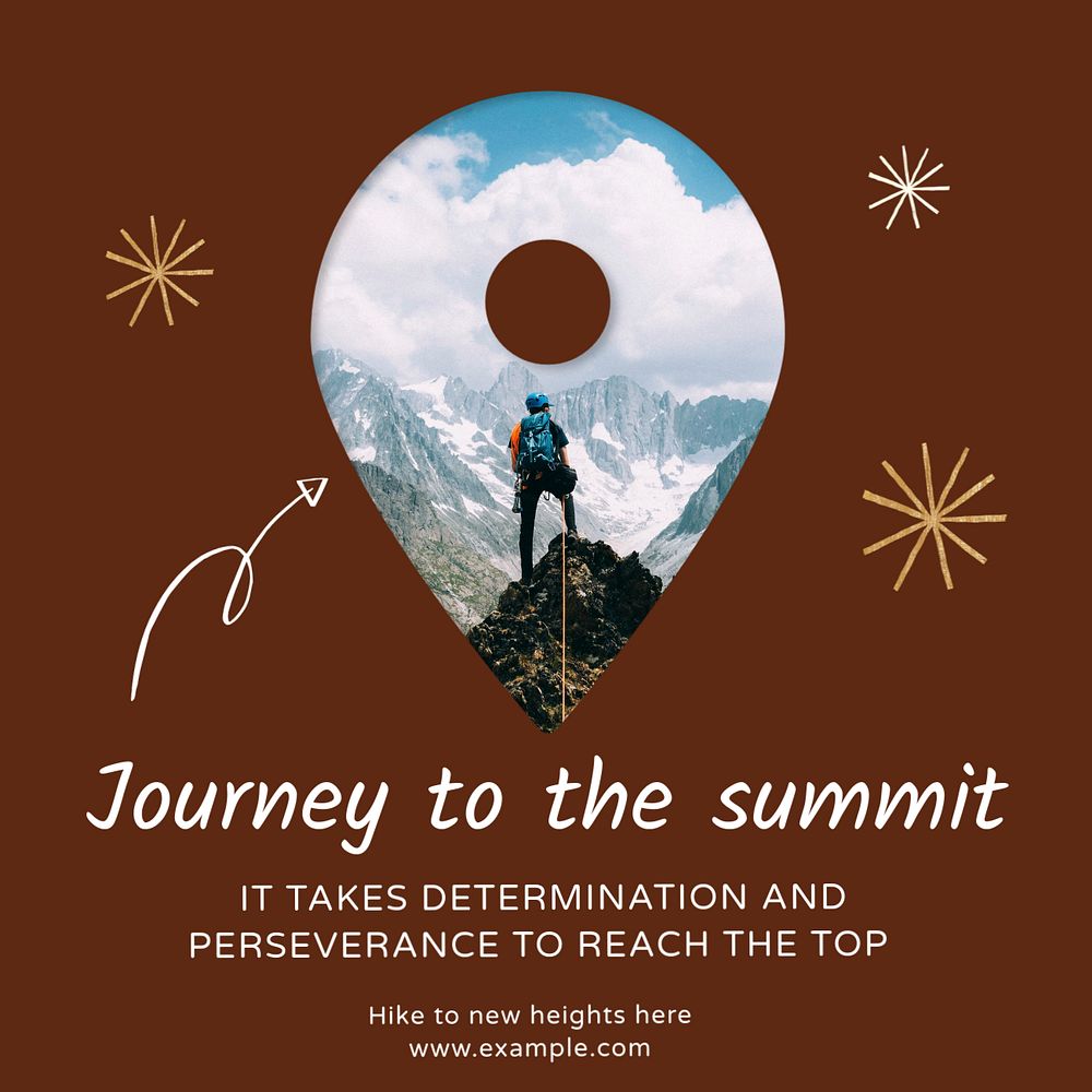 Hiking inspiration goals Instagram post template, editable text