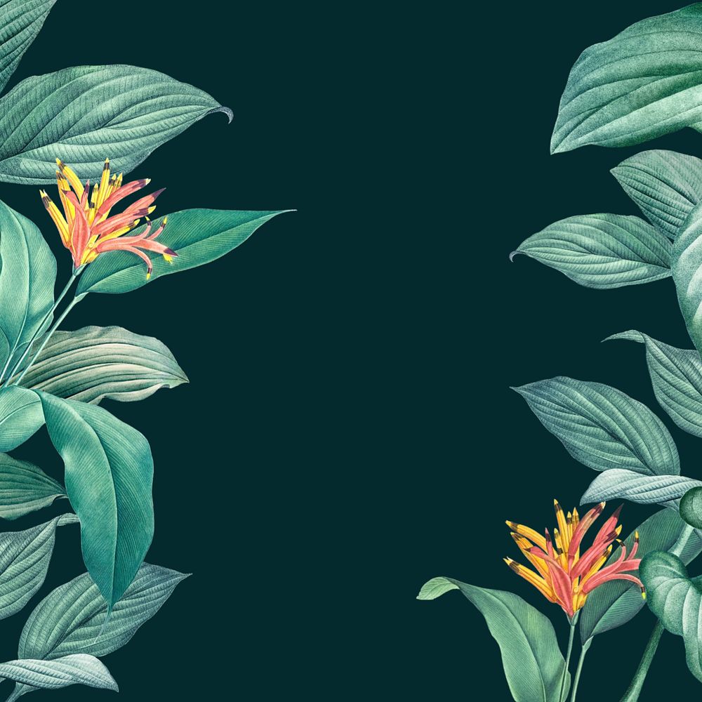 Tropical dark green background, editable tropical design