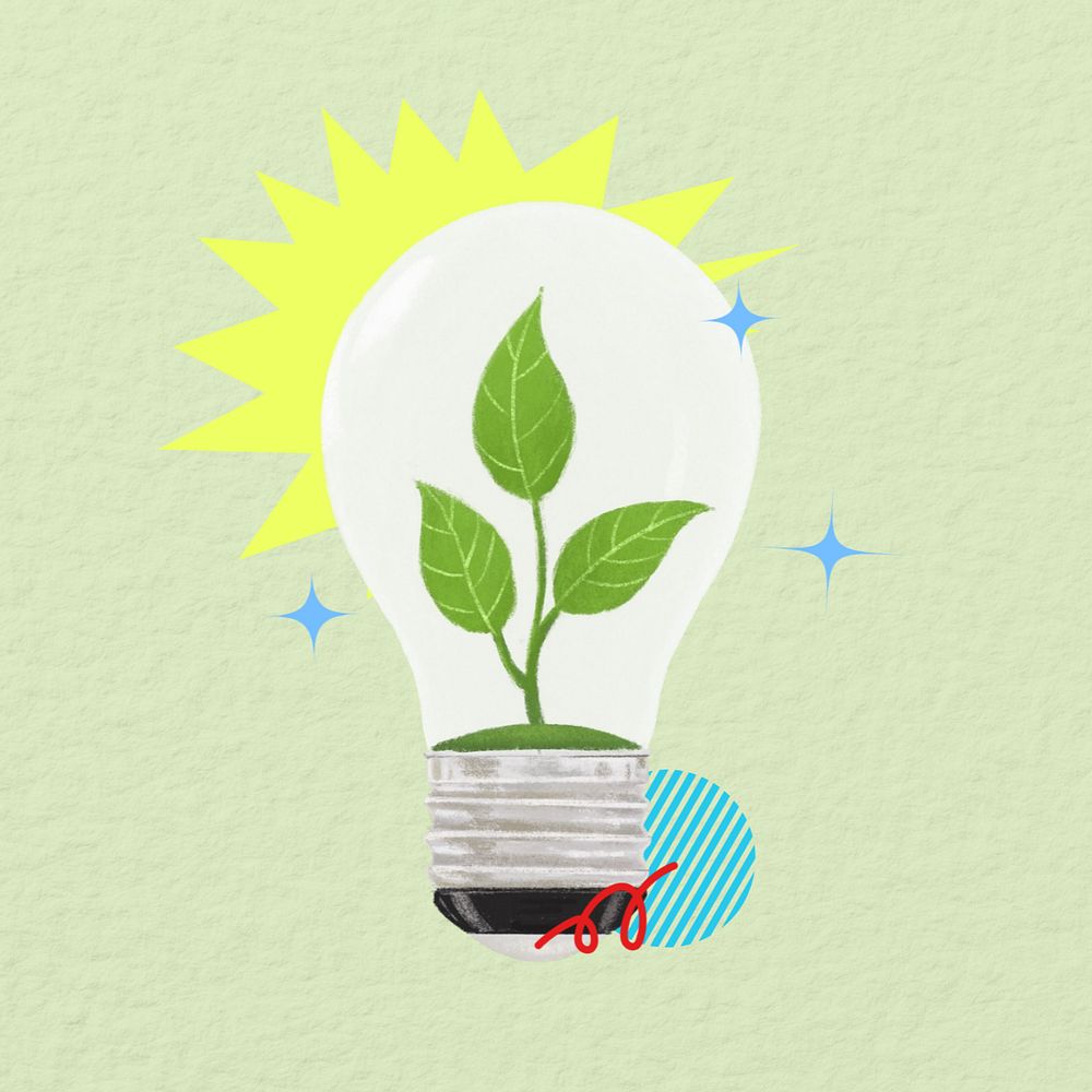 Plant light bulb, environment illustration, editable design