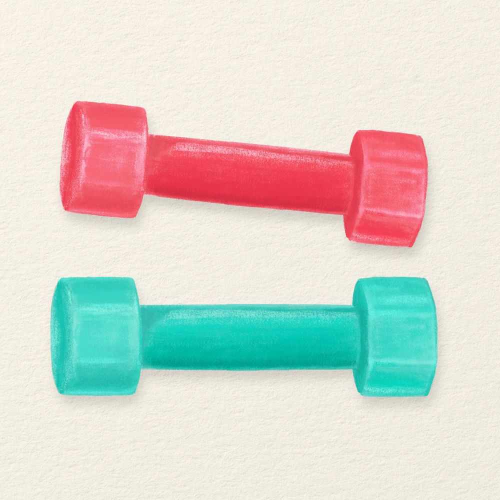 Colorful dumbbell fitness, wellness illustration, editable design