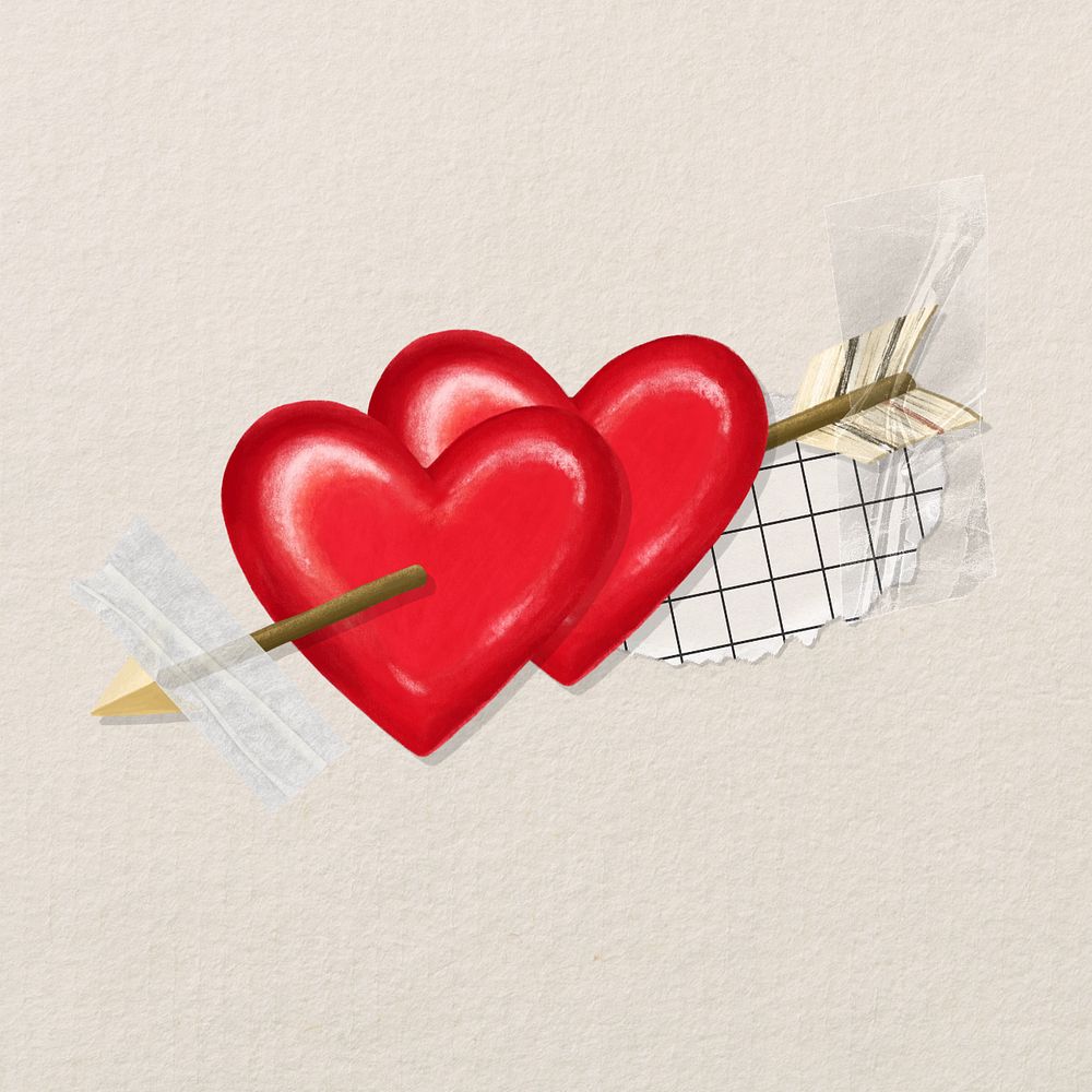 Arrow through heart, Valentine's celebration illustration, editable design