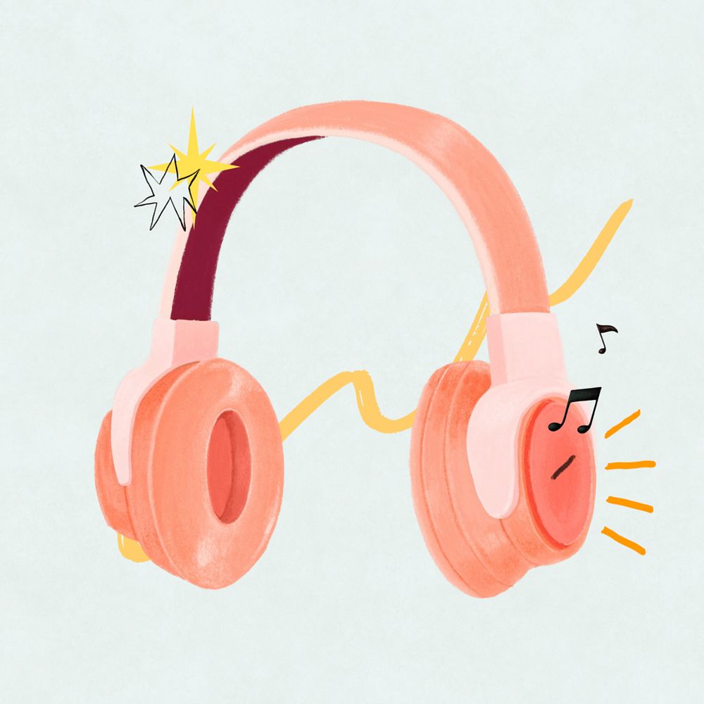 Music lover headphones, hobby illustration, editable design