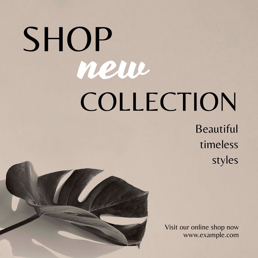 Shop new collection Instagram post template, editable text