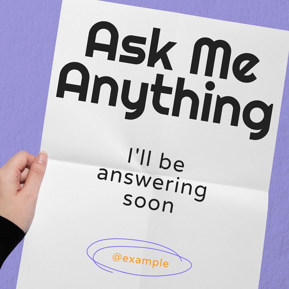 Ask me Instagram post template, editable text