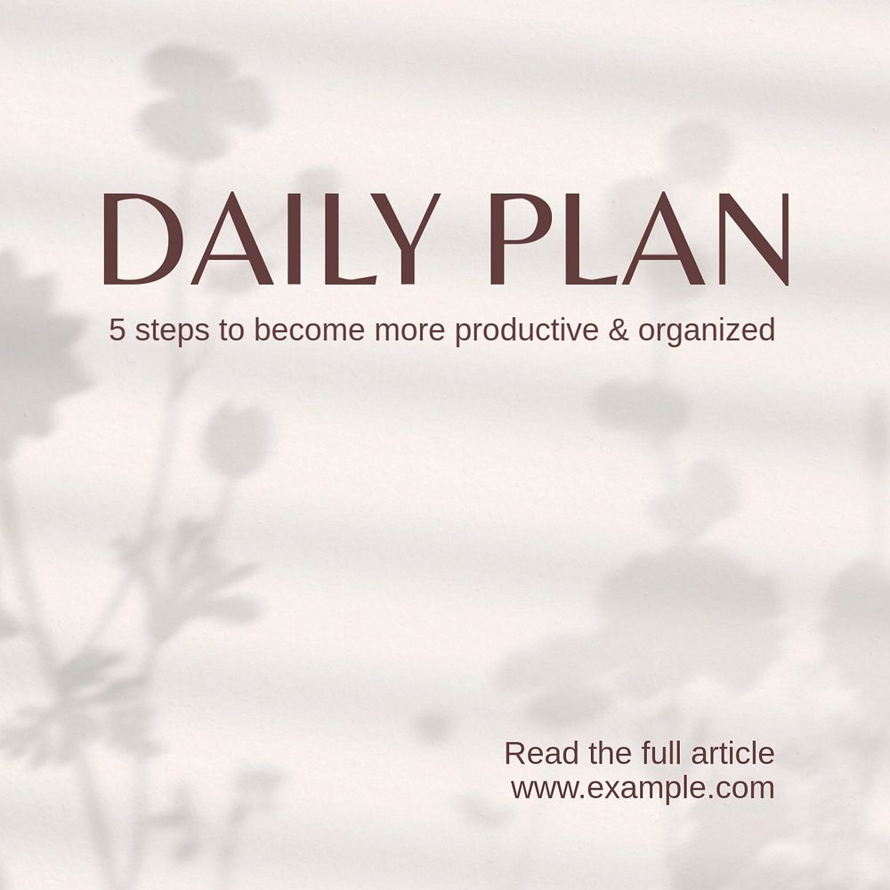 Daily plan Instagram post template, editable text