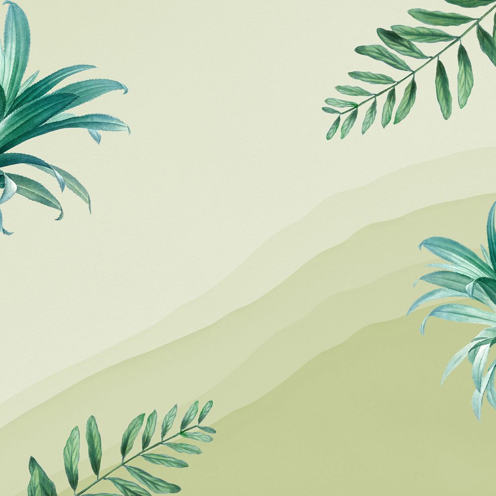 Leaf border green background, editable tropical design