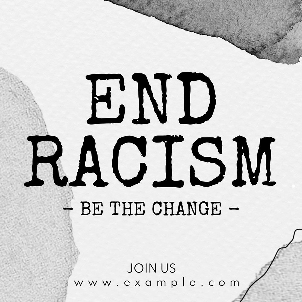 End racism Instagram post template, editable text