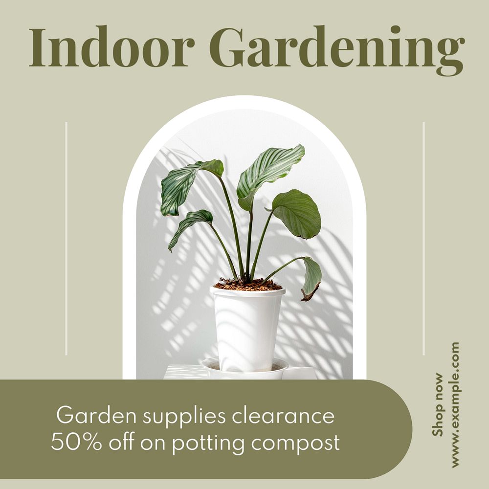 Indoor gardening Instagram post template, editable design