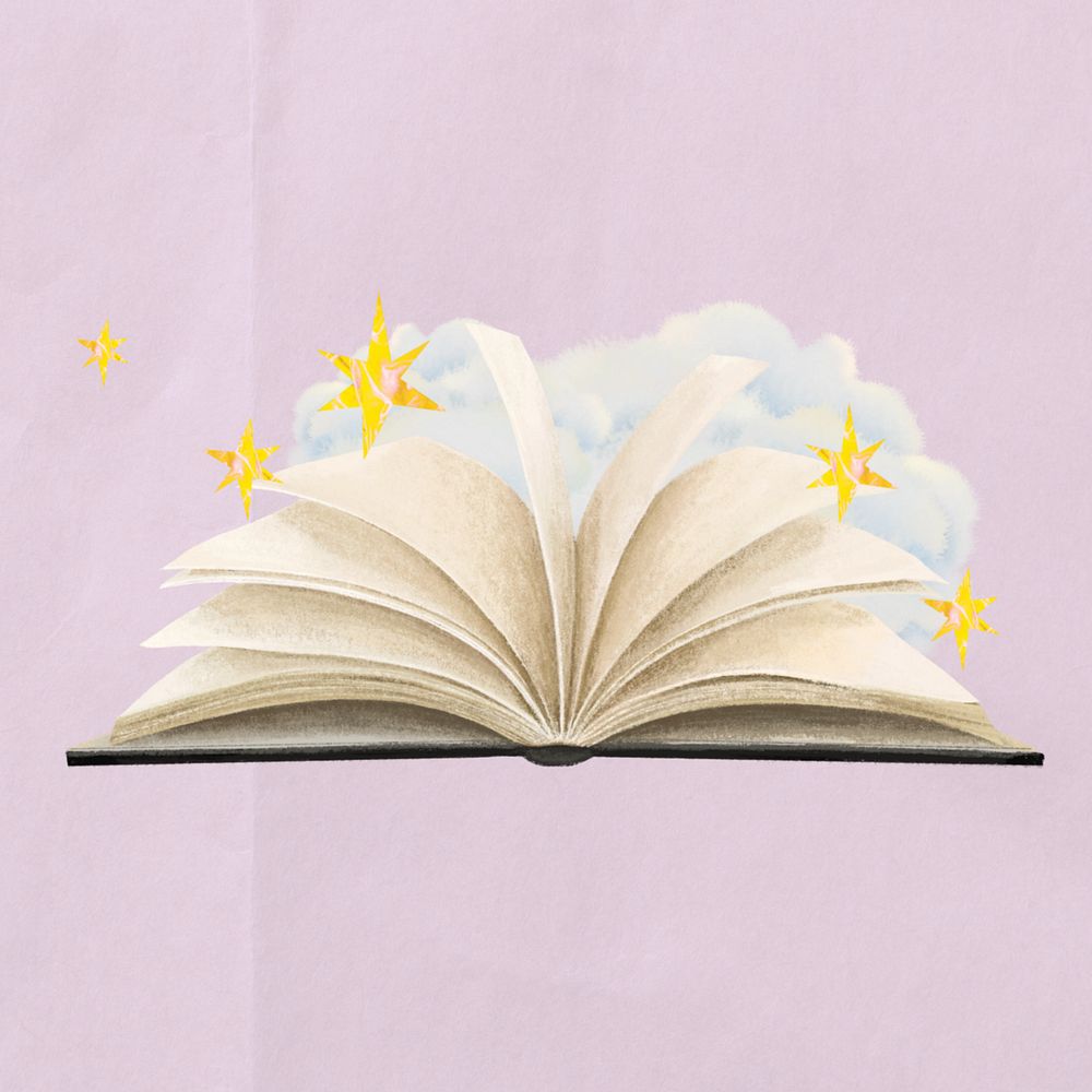 Sparkly open book, education illustration, editable design