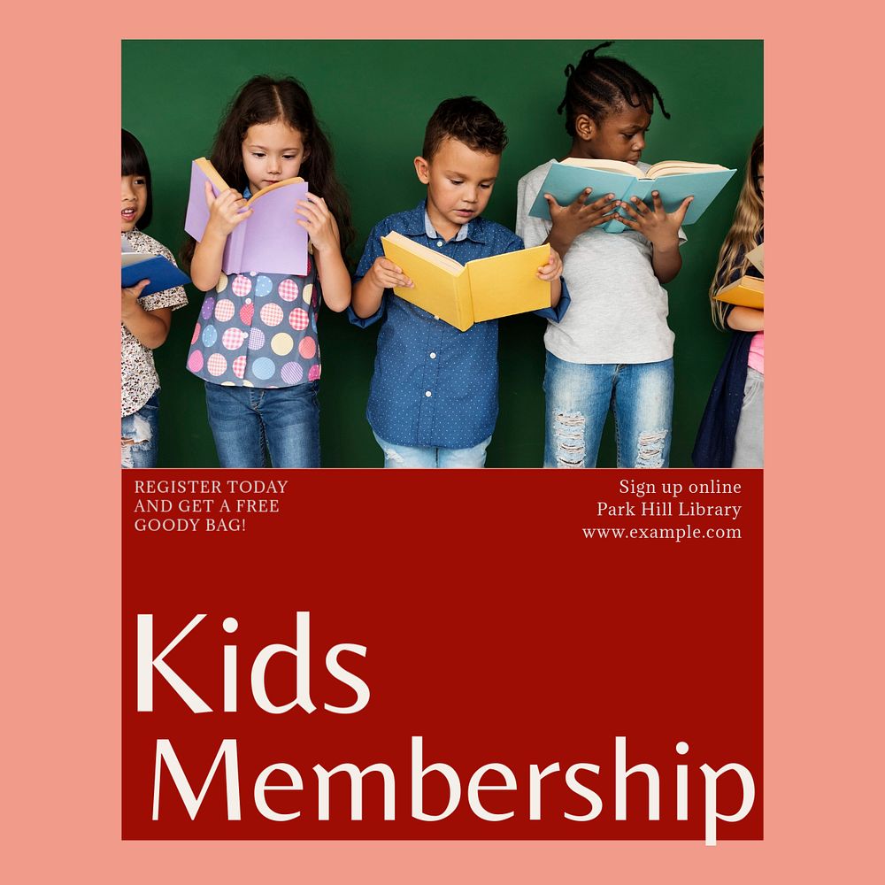 Kids membership Instagram post template, editable social media design