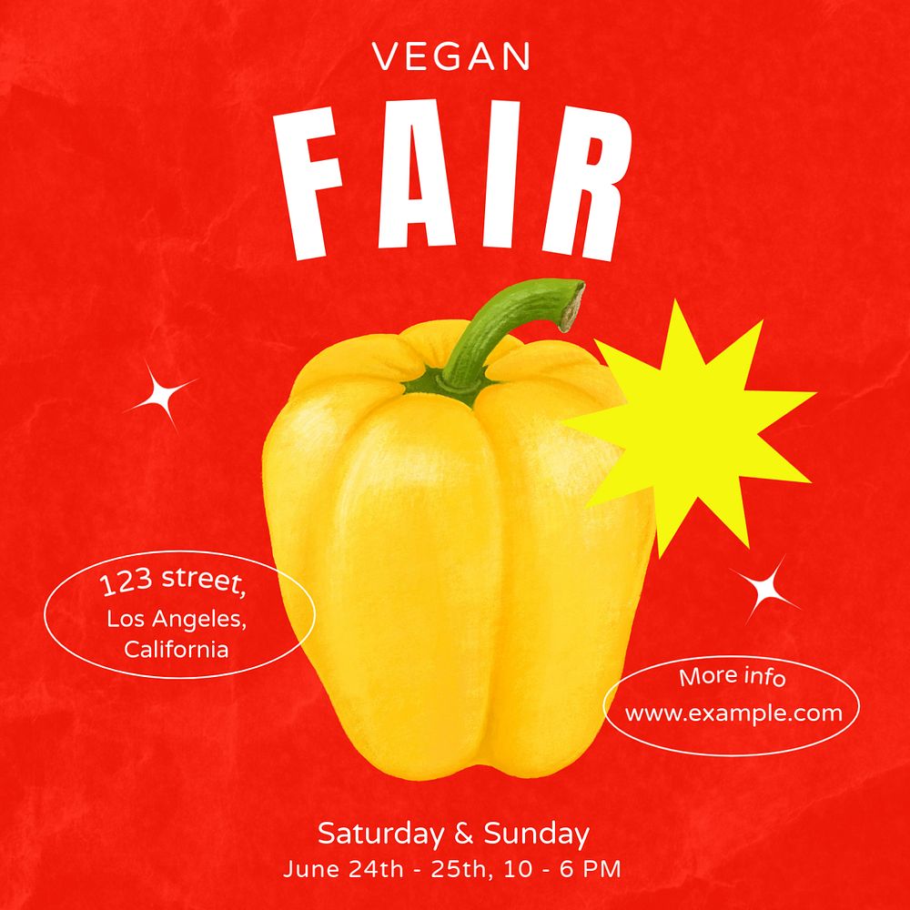 Vegan fair Facebook post template, editable design