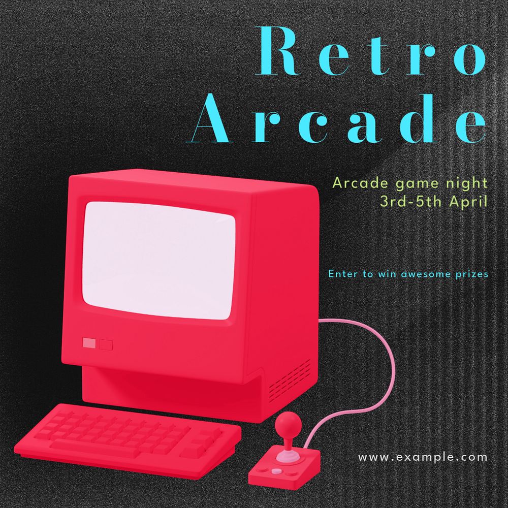 Retro arcade Facebook post template, editable design