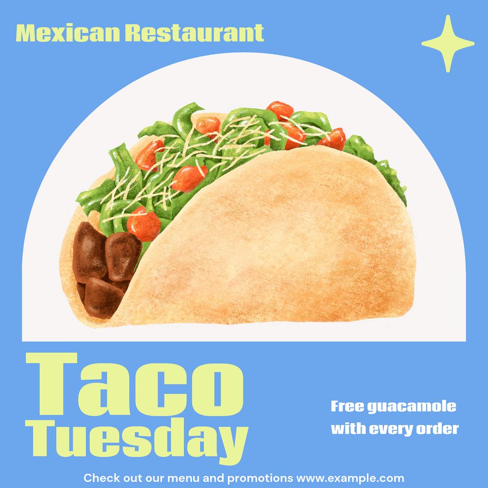 Taco Tuesday Instagram post template, editable text