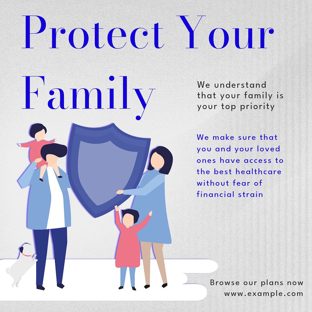 Family insurance Facebook post template, editable design