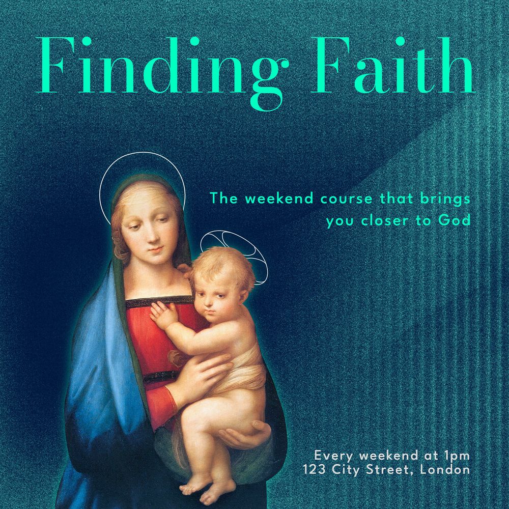 Finding faith Instagram post template, editable text