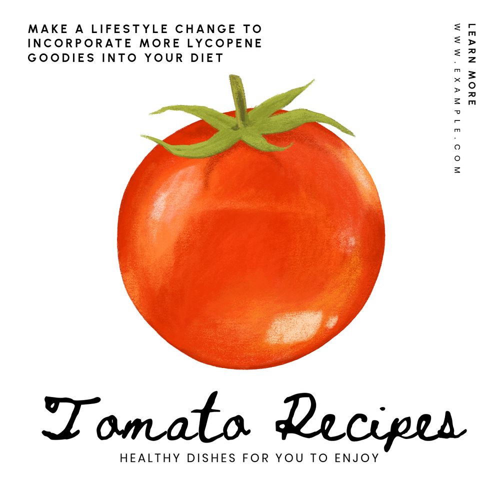 Tomato recipes Instagram post template, editable text