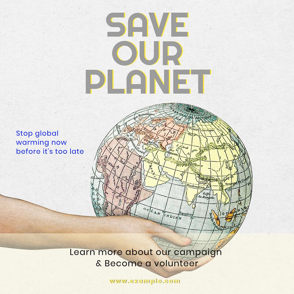 Save our planet Facebook post template, editable design