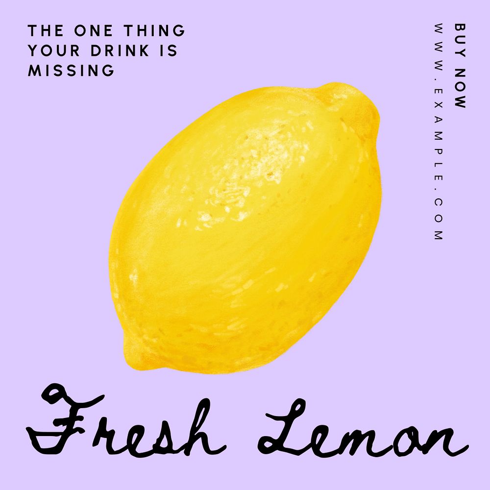 Fresh lemon Instagram post template, editable text