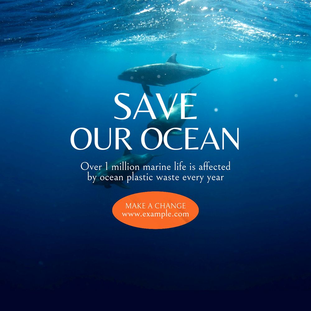 Save ocean Facebook post template, editable design