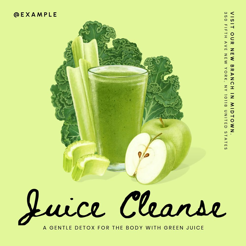 Juice Cleanse Instagram post template, editable text