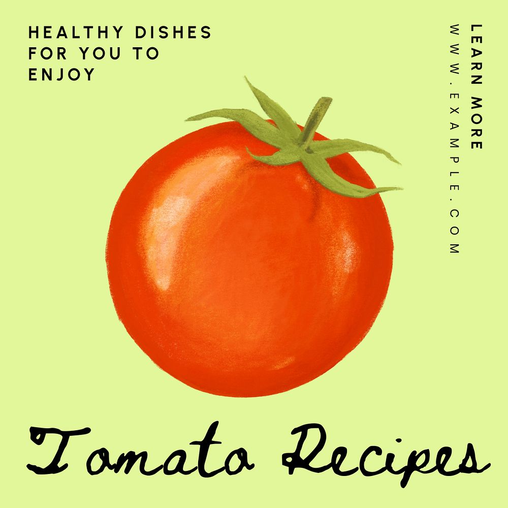 Tomato recipes Instagram post template, editable text