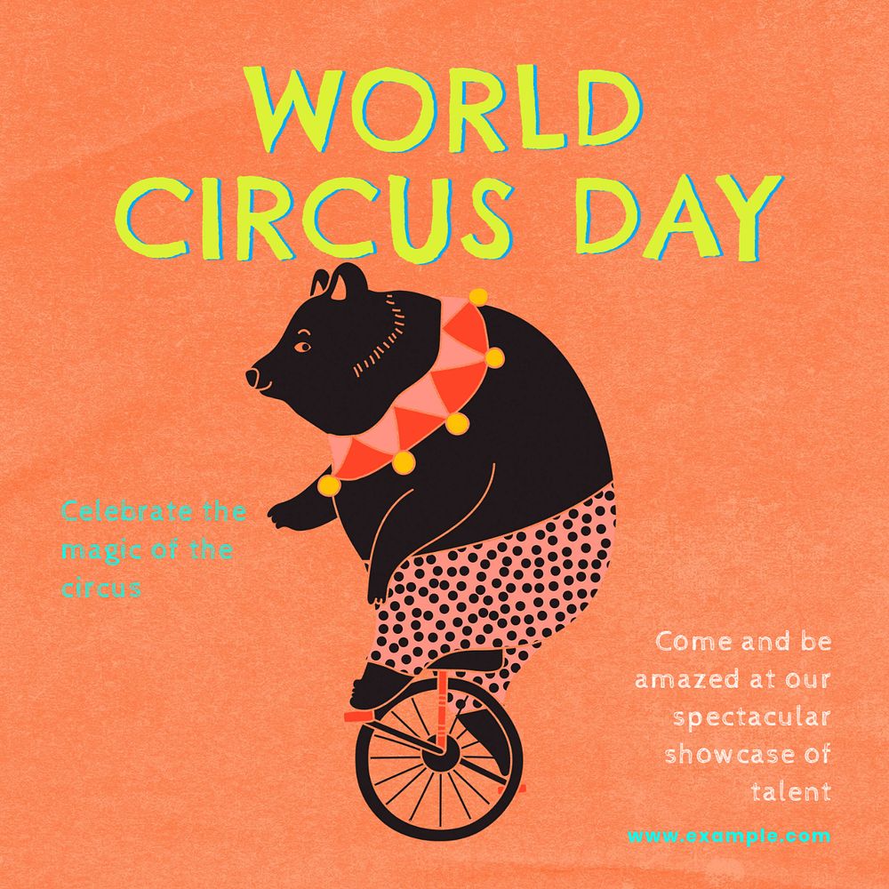 World circus day Instagram post template, editable text