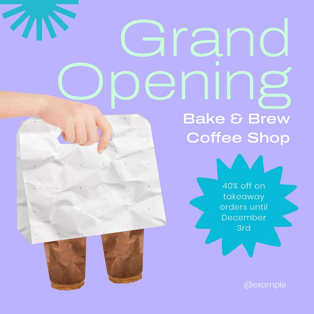 Grand opening Facebook post template, editable design