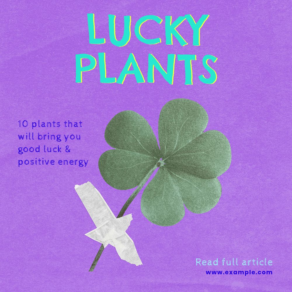 Lucky plants Instagram post template, editable text