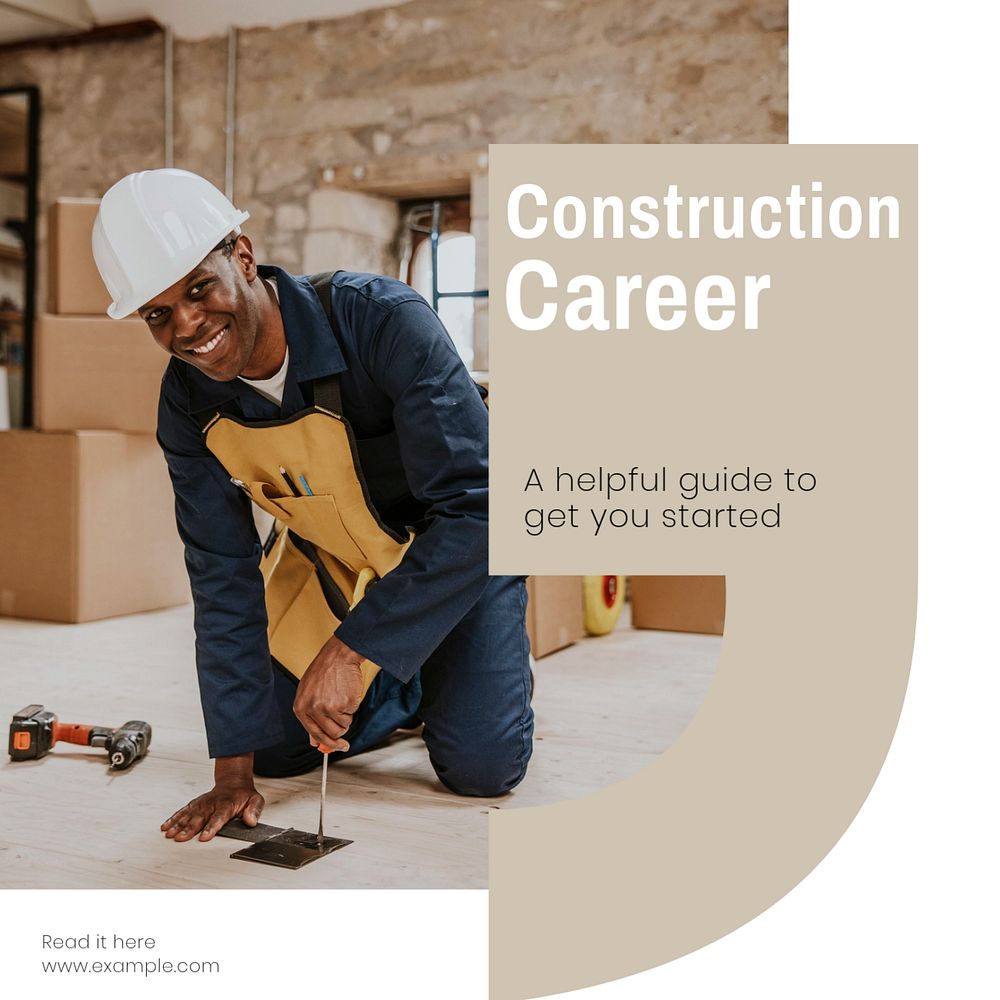 Construction career Instagram post template, editable text