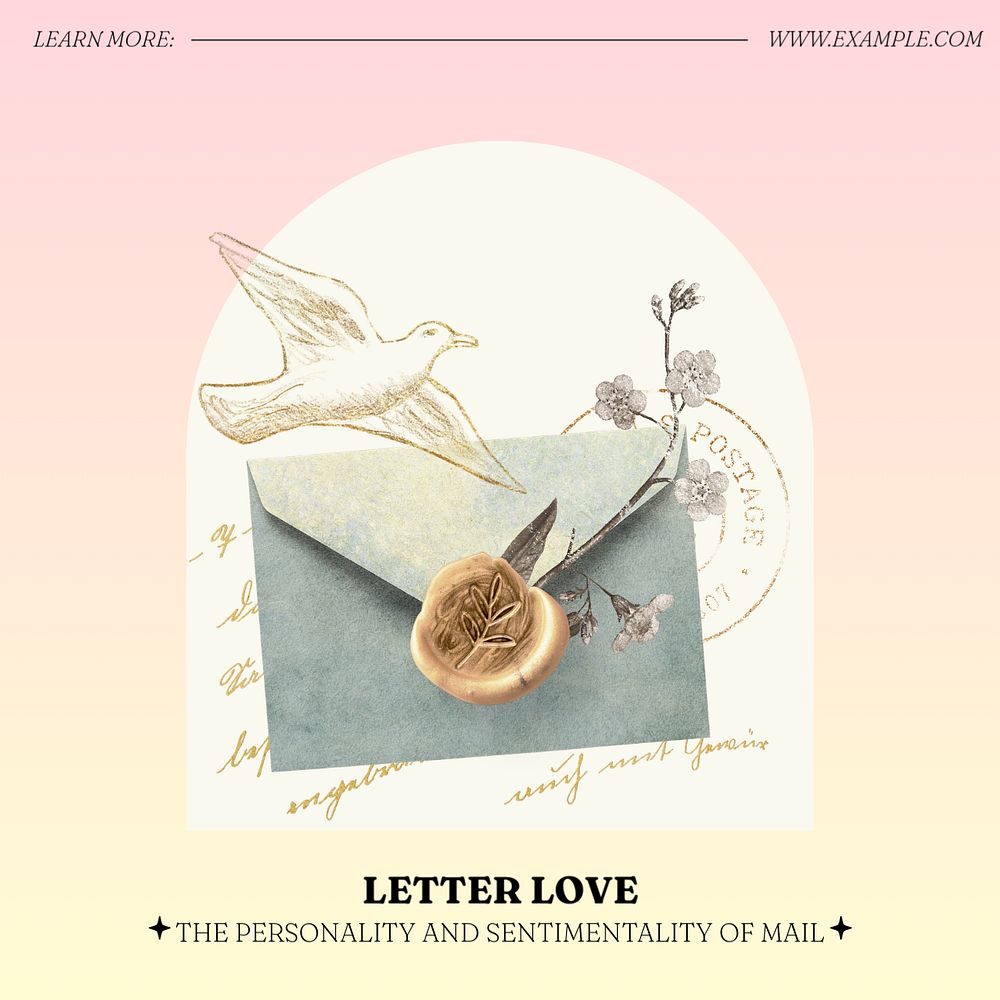 Letter love Instagram post template, editable text