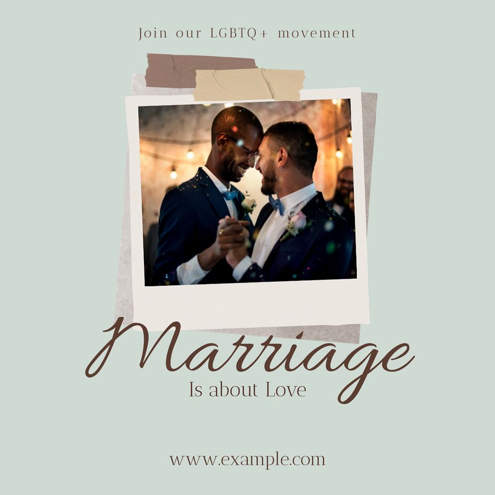 Gay marriage Instagram post template, editable social media design