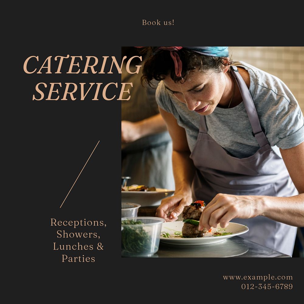 Catering service Instagram post template, editable social media design