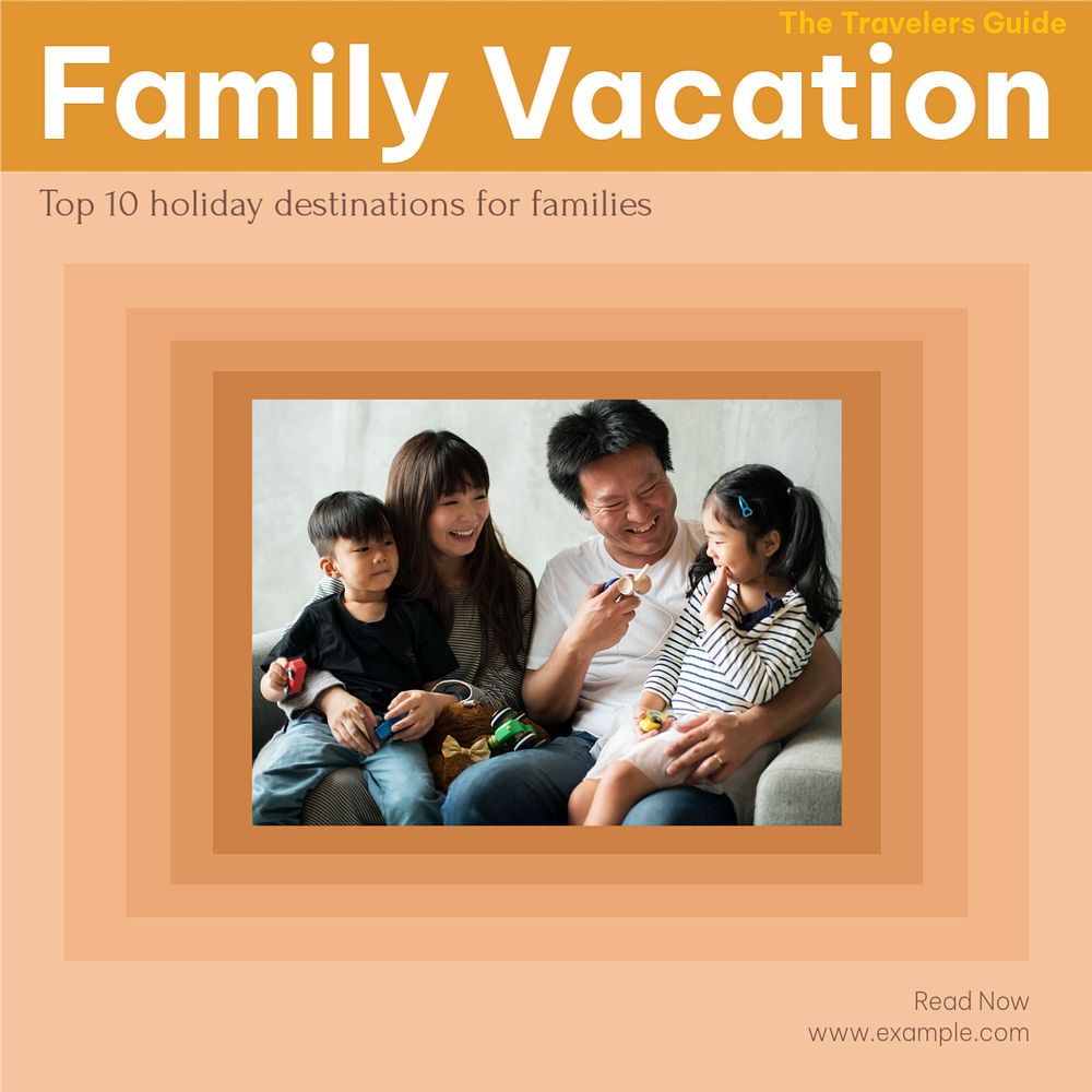 Family vacation Instagram post template, editable social media design