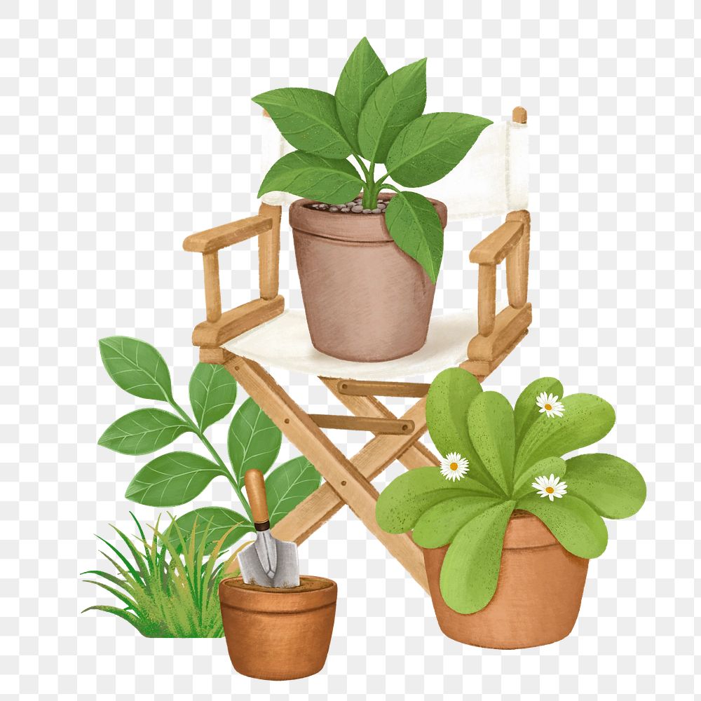 Plant care aesthetic png, hobby illustration, editable design