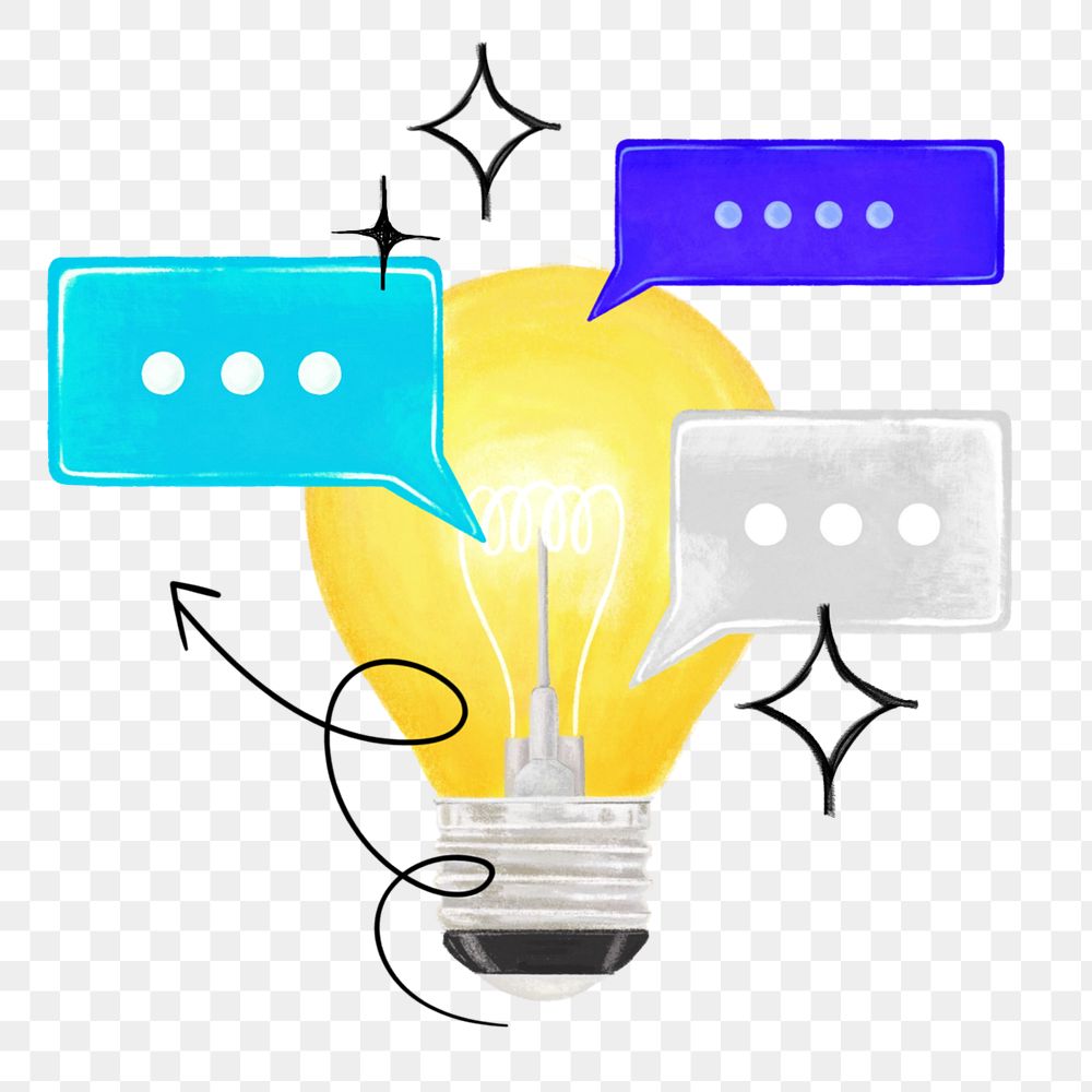 Creative idea remix png, light bulb and speech bubble graphics, editable design