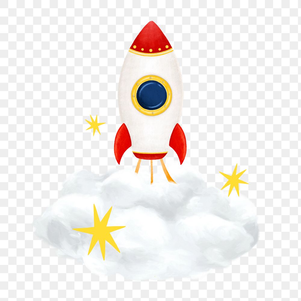 Space rocket launching png illustration, editable design