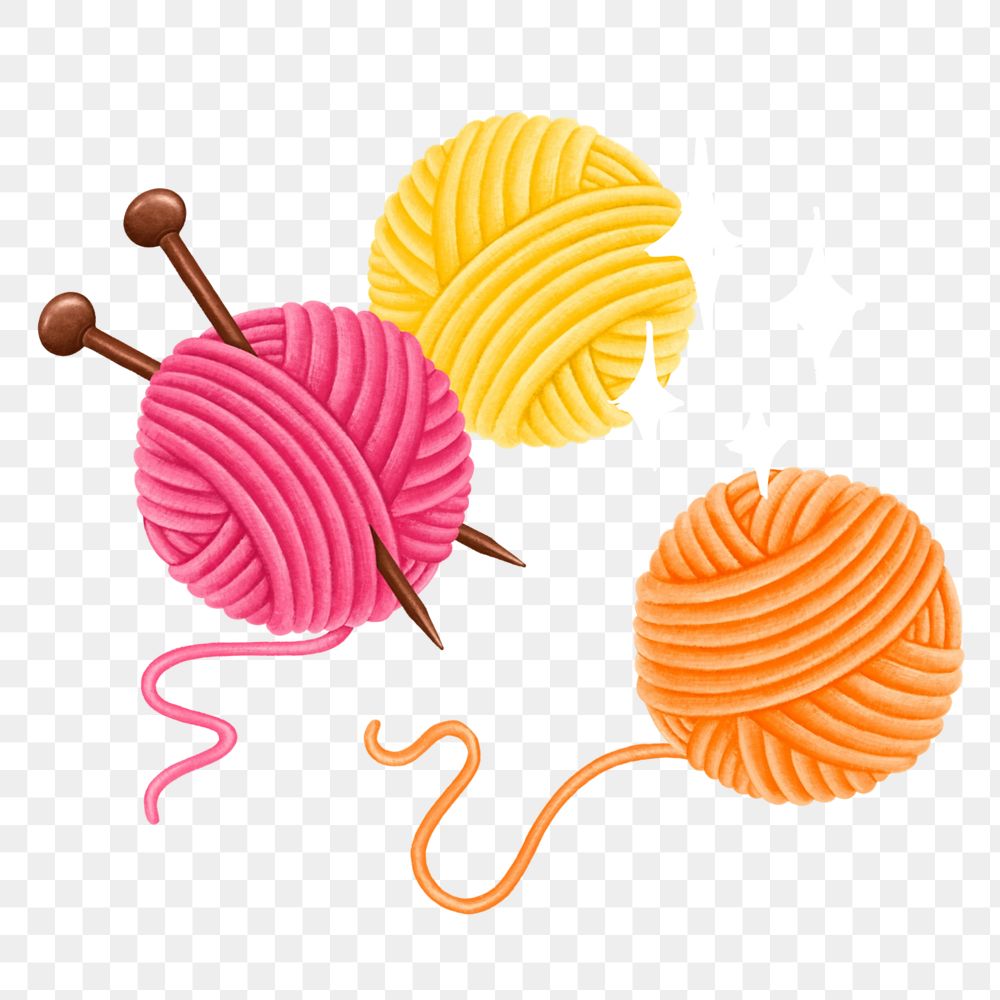 Cute crochet yarn png, hobby illustration, editable design