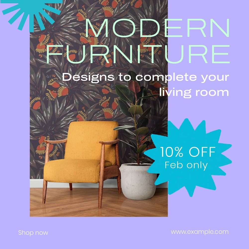 Modern furniture Instagram post template, editable design