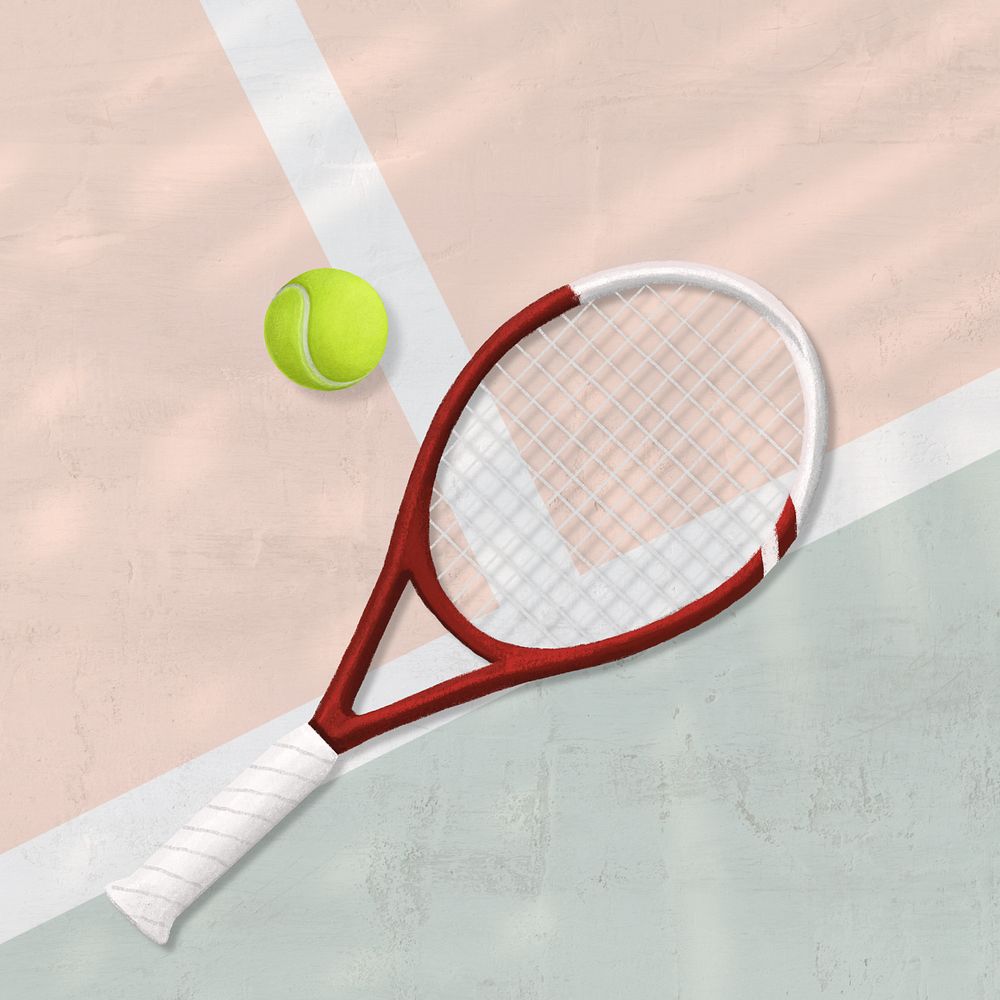 Tennis racket aesthetic, sport illustration, editable design