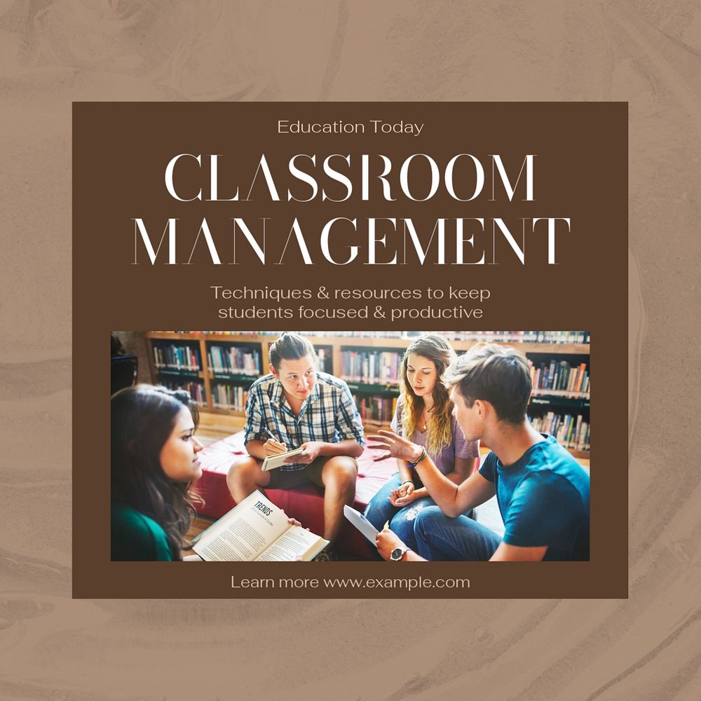 Classroom management Instagram post template, editable social media design