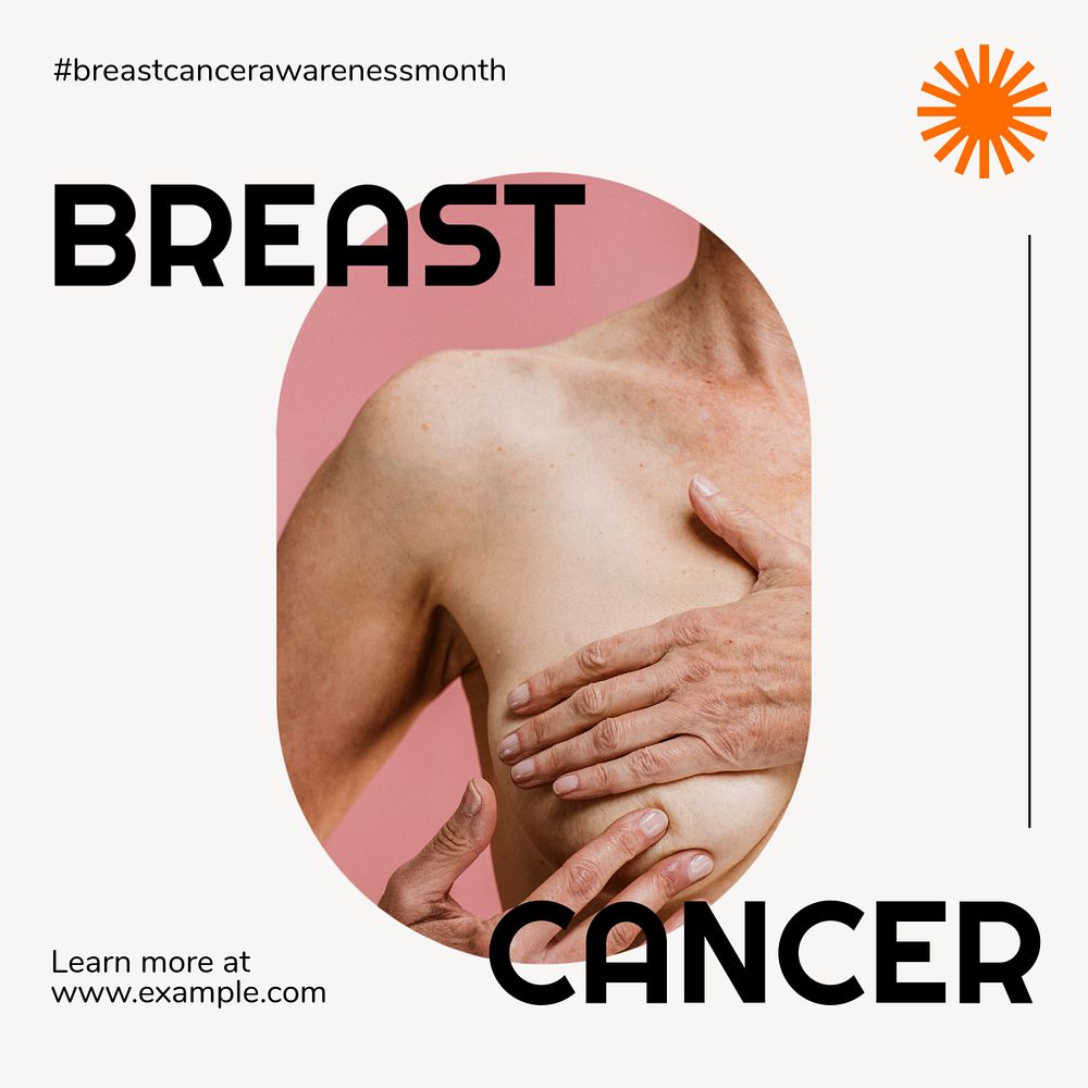 Breast cancer Instagram post template, editable design