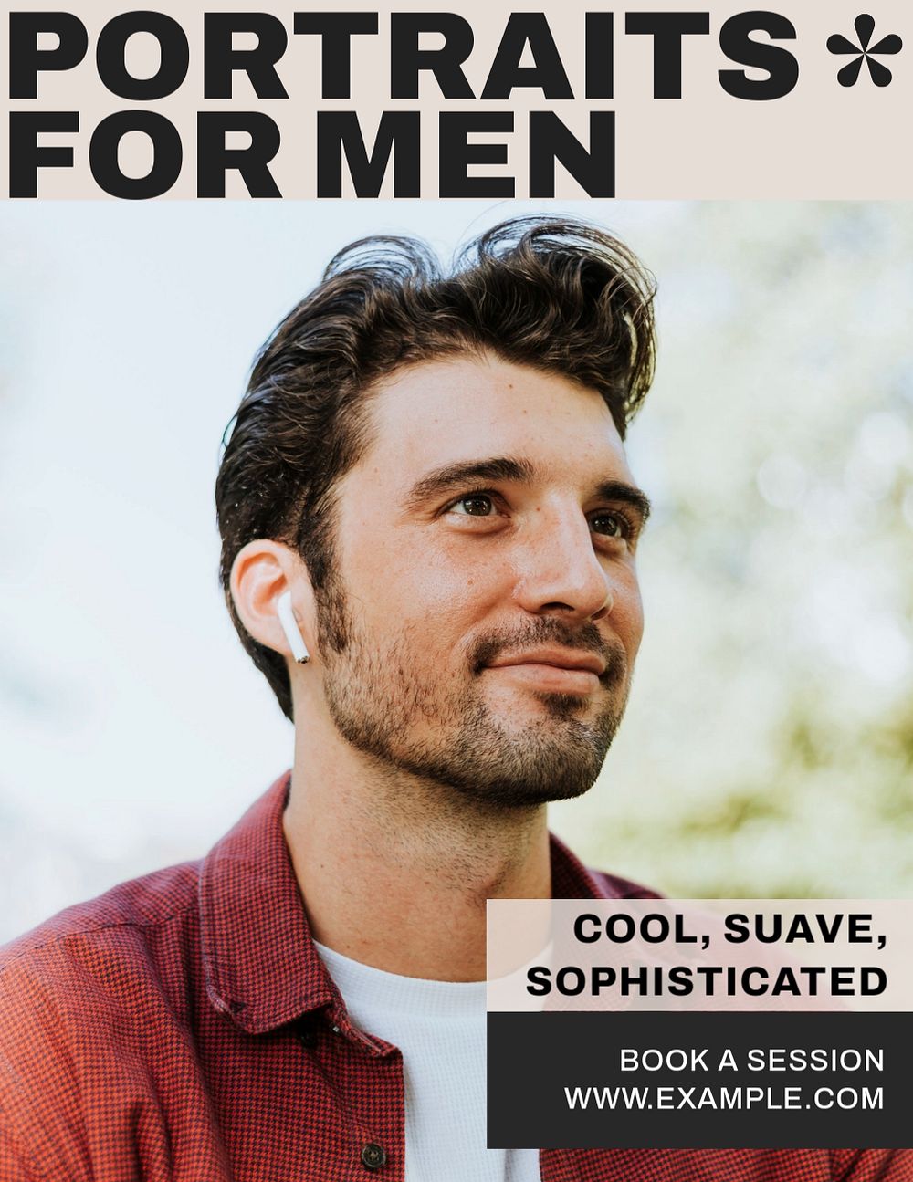 Portraits for men flyer template, editable text & design