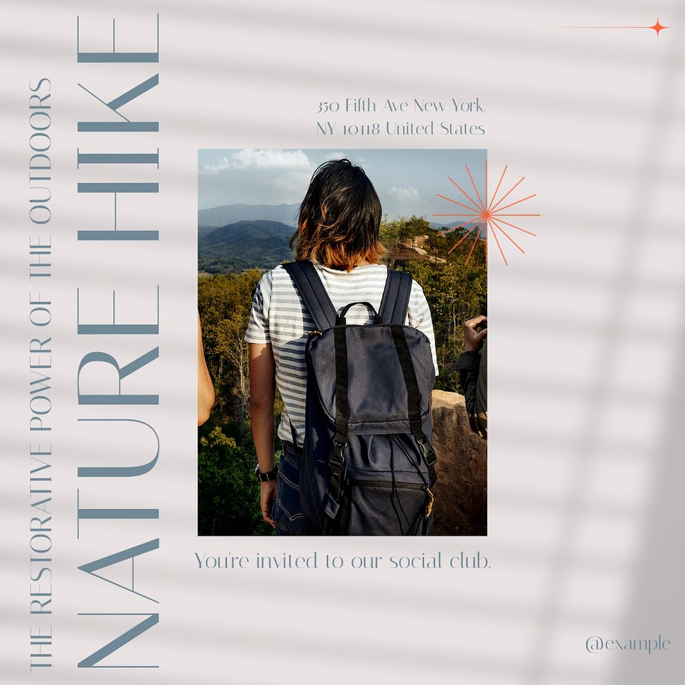 Nature hike Instagram post template, editable social media design