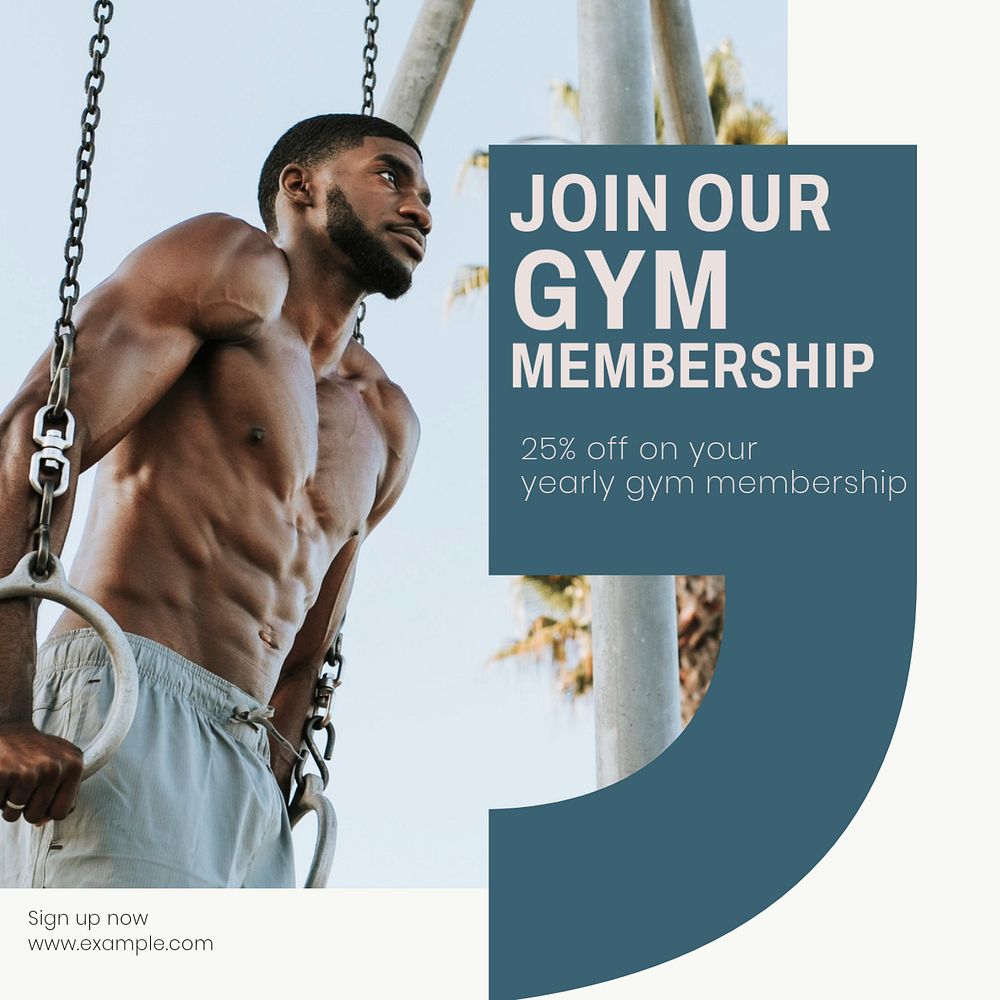 Gym membership Instagram post template, editable design