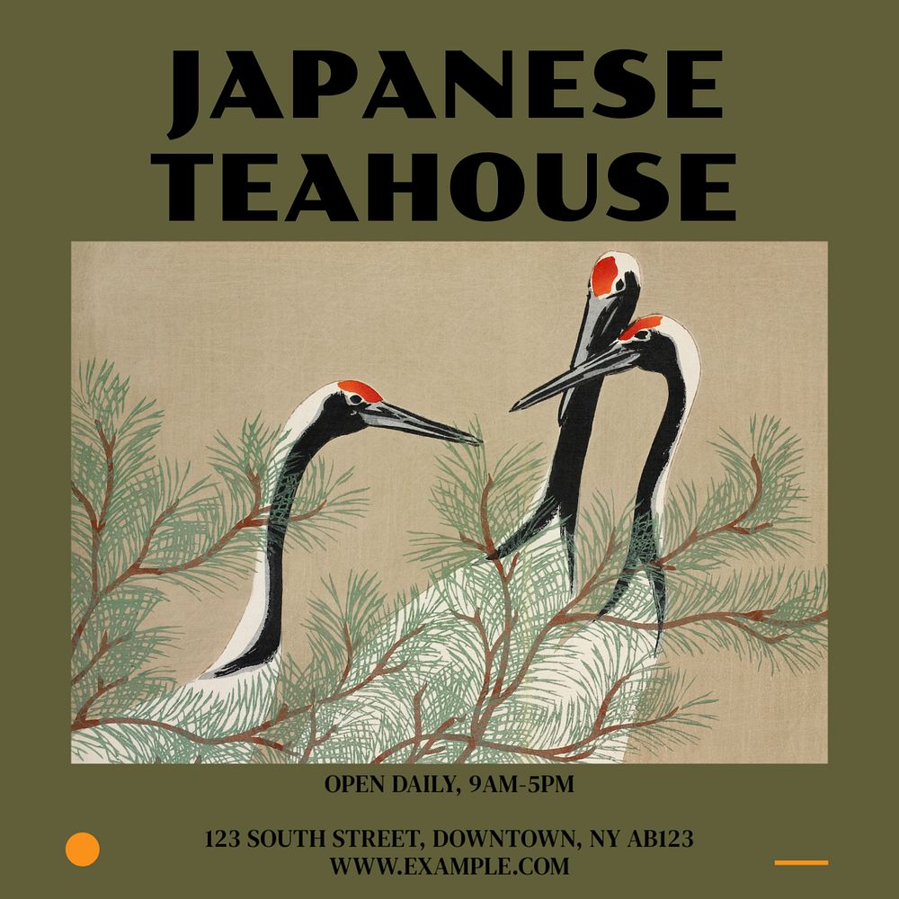 Japanese Teahouse Instagram post template, editable design