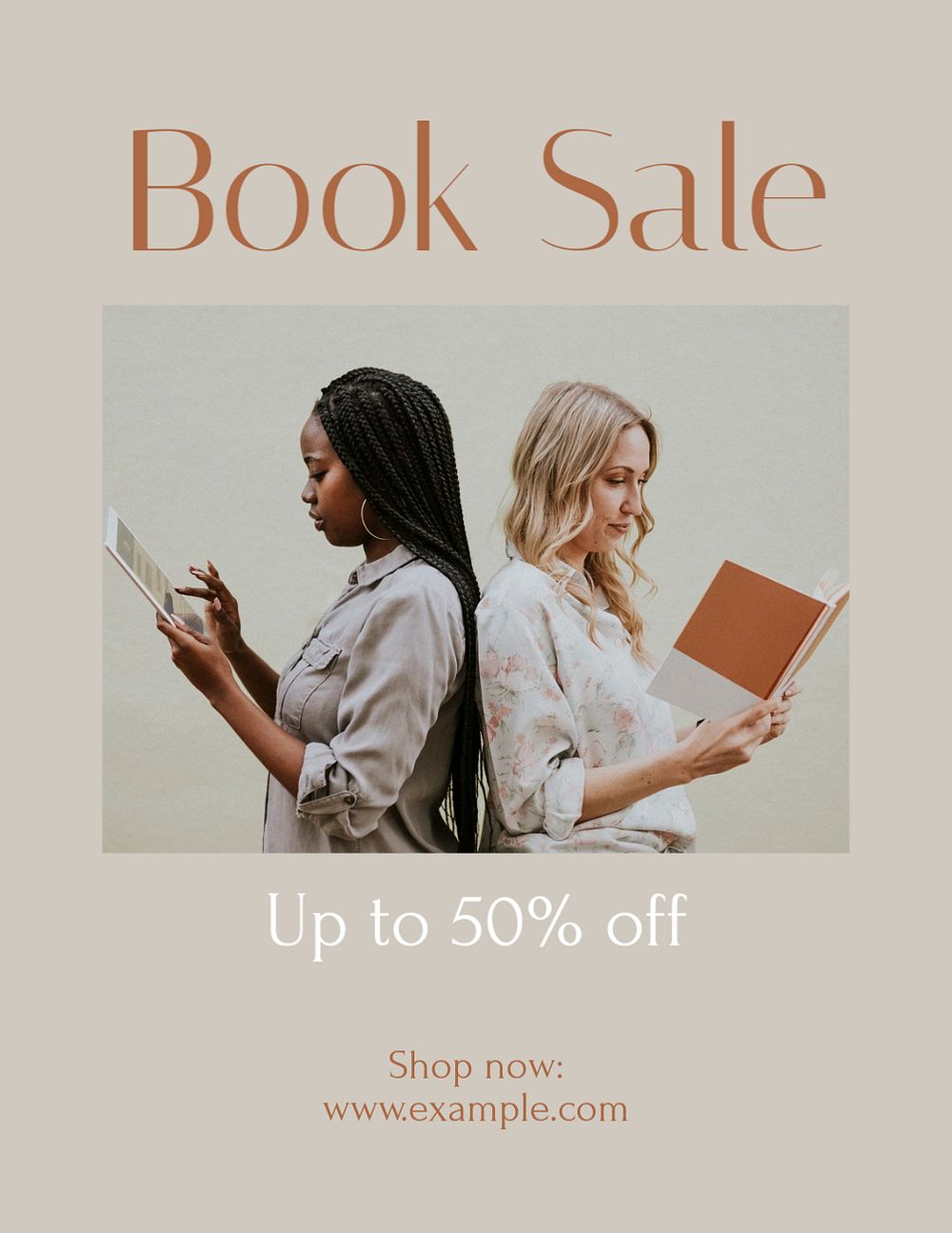 Book sale flyer template, editable text & design